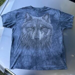 The Mountain Blue tie dye wolf graphic tee #wolftee